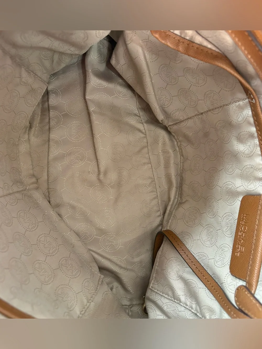 Michael Kors Jet Set Travel Saffiano Leather Tote Bag Acorn Brown Gold Hardware - Picture 14 of 16
